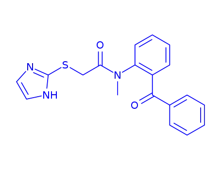 Molecular Structure of 128433-34-1 (2-(1H-imidazol-2-ylsulfanyl)-N-methyl-N-[2-(phenylcarbonyl)phenyl]acetamide)