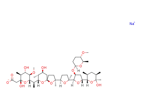Molecular Structure of 119068-77-8 (2H-Pyran-2-acetic acid, tetrahydro-2,4-dihydroxy-6-(1R)-1-(2S,5R,7S,8R,9S)-9-hydroxy-2,8-dimethyl-2-(2S,2R,3S,5R,5R)-octahydro-2-methyl-5-(2S,3S,5R,6S)-tetrahydro-6-hydroxy-3,5,6-trimethyl-2H-pyran-2-yl-3-(2S,5S,6R)-tetrahydro-5-methoxy-6-methyl-2H-pyran-)