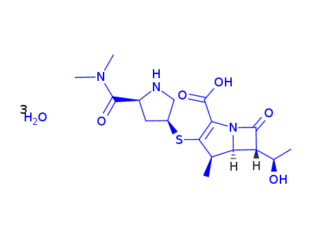 1-Azabicyclo[3.2.0]hept-2-ene-2-carboxylicacid,3-[[(3S,5S)-5-[(dimethylamino)carbonyl]-3-pyrrolidinyl]thio]-6-[(1R)-1-hydroxyethyl]-4-methyl-7-oxo-,hydrate (1:3), (4R,5S,6S)-(119478-56-7)