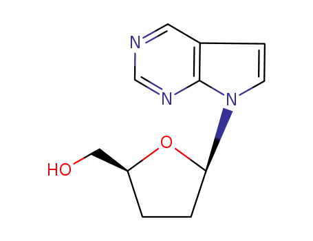 Molecular Structure of 119447-96-0 ([(2S,5R)-5-(7H-pyrrolo[2,3-d]pyrimidin-7-yl)tetrahydrofuran-2-yl]methanol)