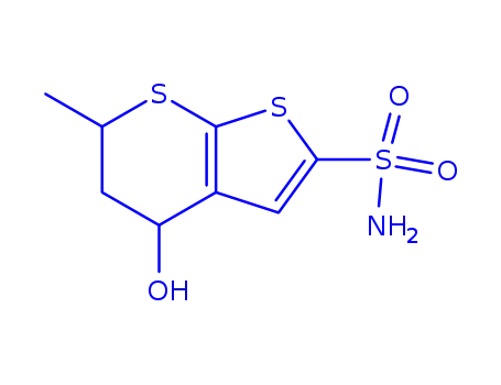 Molecular Structure of 120298-37-5 (5,6-DIHYDRO-4H-4-HYDROXY-6-METHYLTHIENO[2,3-B]THIOPYRAN-2-SULPHONAMIDE)