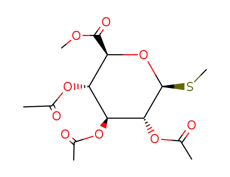 Molecular Structure of 29587-10-8 (METHYL (METHYL 1-THIO-2,3,4-TRI-O-ACETYL-BETA-D-GLUCOPYRANOSID)-URONATE)
