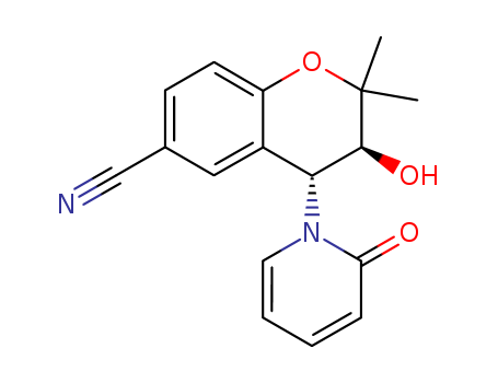 129729-66-4,Emakalim,2H-1-Benzopyran-6-carbonitrile,3,4-dihydro-3-hydroxy-2,2-dimethyl-4-(2-oxo-1(2H)-pyridinyl)-, (3S-trans)-;Emakalim