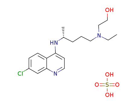 747-36-4,Hydroxychloroquine sulfate,Ethanol, 2-((4-((7-chloro-4-quinolyl)amino)pentyl)ethylamino)-, sulfate (1:1) (salt) (8CI);Plaquenil;Hydroxychloroquine sulfate (USP);Hidroxicloroquina [INN-Spanish];Ethanol, 2-((4-((7-chloro-4-quinolinyl)amino)pentyl)ethylamino)-, sulfate (1:1);Ercoquin;Ethanol, 2-[[4-[(7-chloro-4-quinolyl)amino]pentyl]ethylamino]-, monosulfate;Toremonil;2-((4-((7-Chloro-4-quinolinyl)amino)pentyl)ethylamino)ethanol sulfate (1:1) (salt);Idrossiclorochina [DCIT];Ethanol, 2-[[4-[ (7-chloro-4-quinolinyl)amino]pentyl]ethylamino]-, sulfate (1:1) (salt);Ethanol,2-[[4-[(7-chloro-4-quinolinyl)amino]- pentyl]ethylamino]-,sulfate (1:1) (salt);Plaquinol;Hydroxychloroquinum [INN-Latin];Hydroxychloroquine sulphate;Plaquenil sulfate;Plaquenil (TN);HCQ;2-[4-[(7-chloroquinolin-4-yl)amino]pentyl-ethyl-amino]ethanol; sulfuric acid;Ethanol, 2-[[4-[ (7-chloro-4-quinolyl)amino]pentyl]ethylamino]-, sulfate (1:1) (salt);Hydroxy Chloroquine Sulphate;Hydroxychloroquine-Sulphate;