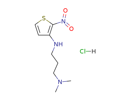 Molecular Structure of 122777-87-1 (1,3-Propanediamine,N1,N1-dimethyl-N3-(2-nitro-3-thienyl)-, hydrochloride (1:1))