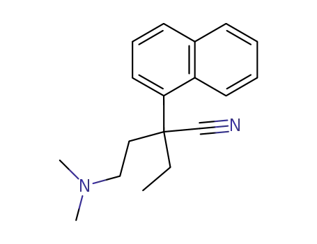 Molecular Structure of 1224-44-8 (α-[2-(Dimethylamino)ethyl]-α-ethyl-1-naphthaleneacetonitrile)