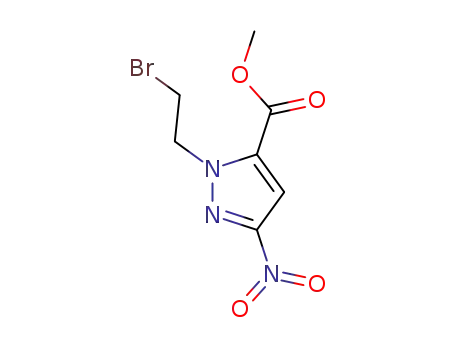 Molecular Structure of 1360057-00-6 (methyl 1-(2-bromoethyl)-3-nitro-1H-pyrazole-5-carboxylate)