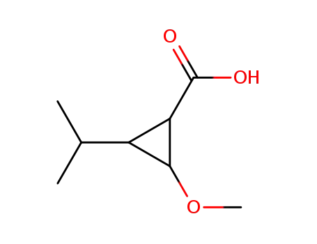 Molecular Structure of 122775-02-4 (Cyclopropanecarboxylic acid, 2-methoxy-3-(1-methylethyl)- (9CI))