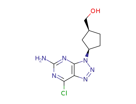 Molecular Structure of 122624-80-0 ([(1R,3S)-3-(5-amino-7-chloro-3H-[1,2,3]triazolo[4,5-d]pyrimidin-3-yl)cyclopentyl]methanol)