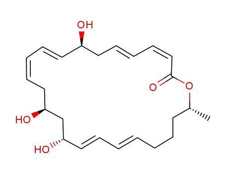 Molecular Structure of 122540-27-6 ((3Z,5E,8R,9E,11Z,14S,16S,17E,19E,24R)-8,14,16-trihydroxy-24-methyl-1-oxacyclotetracosa-3,5,9,11,17,19-hexaen-2-one)