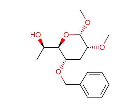 Molecular Structure of 123920-03-6 (.alpha.-D-allo-Heptopyranoside, methyl 3,7-dideoxy-2-O-methyl-4-O-(phenylmethyl)-)
