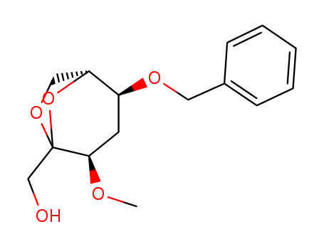 Molecular Structure of 123919-92-6 (.beta.-D-ribo-2-Heptulopyranose, 2,7-anhydro-4-deoxy-3-O-methyl-5-O-(phenylmethyl)-)