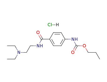 109966-65-6,Propyl p-((2-(diethylamino)ethyl)carbamoyl)carbanilate hydrochloride,Propyl p-((2-(diethylamino)ethyl)carbamoyl)carbanilate hydrochloride