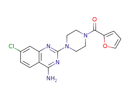 Molecular Structure of 111218-71-4 (7-chloro-2-[4-(furan-2-ylcarbonyl)piperazin-1-yl]quinazolin-4-amine)
