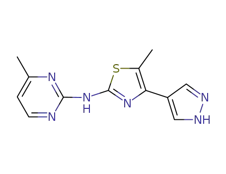 Molecular Structure of 1235318-89-4 (2-PyriMidinaMine,4-Methyl-N-[5-Methyl-4-(1H-pyrazol-4-yl)-2-thiazolyl]-)