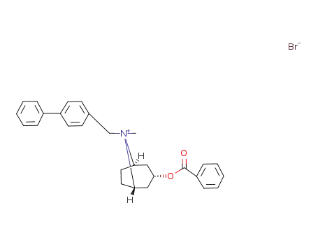 Molecular Structure of 1107-18-2 ((1R,5S)-3-(benzoyloxy)-8-(biphenyl-4-ylmethyl)-8-methyl-8-azoniabicyclo[3.2.1]octane bromide)