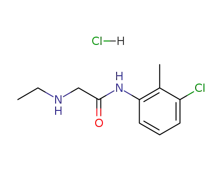 Molecular Structure of 110335-28-9 (2-[(3-chloro-2-methylphenyl)amino]-N-ethyl-2-oxoethanaminium chloride)