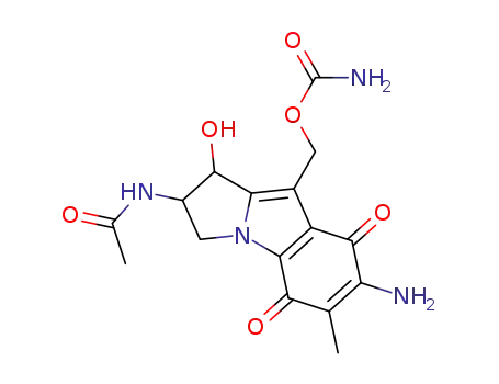 Molecular Structure of 1101-58-2 ([2-(acetylamino)-7-amino-1-hydroxy-6-methyl-5,8-dioxo-2,3,5,8-tetrahydro-1H-pyrrolo[1,2-a]indol-9-yl]methyl carbamate)