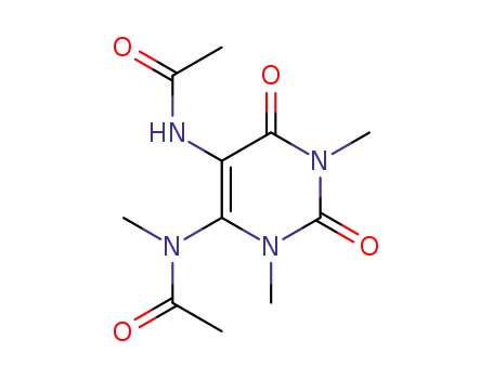 Molecular Structure of 109962-50-7 (Uracil,  5-acetamido-1,3-dimethyl-6-N-methylacetamido-  (6CI))