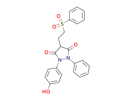 Molecular Structure of 1107-46-6 (1-(p-Hydroxyphenyl)-2-phenyl-4-[2-(phenylsulfonyl)ethyl]pyrazolidine-3,5-dione)