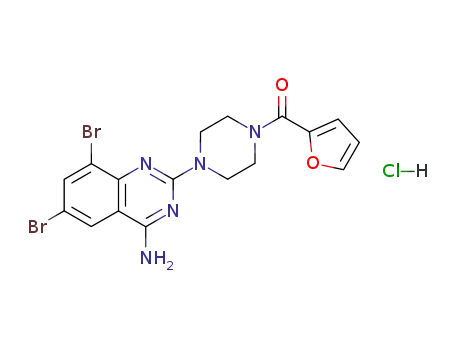 Molecular Structure of 111218-74-7 (1-(4-Amino-6,8-dibromo-2-quinazolinyl)-4-(2-furanylcarbonyl)piperazine  hydrochloride)