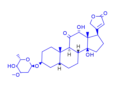 Molecular Structure of 638-90-4 (3-[(2,6-dideoxy-3-O-methylhexopyranosyl)oxy]-11,14-dihydroxy-12-oxocard-20(22)-enolide)