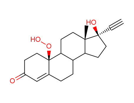 Molecular Structure of 1238-54-6 ((17R)-10β-Hydroperoxy-17-hydroxy-19-norpregn-4-en-20-yn-3-one)