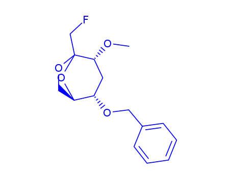 Molecular Structure of 123919-95-9 (.beta.-D-ribo-2-Heptulopyranose, 2,7-anhydro-1,4-dideoxy-1-fluoro-3-O-methyl-5-O-(phenylmethyl)-)
