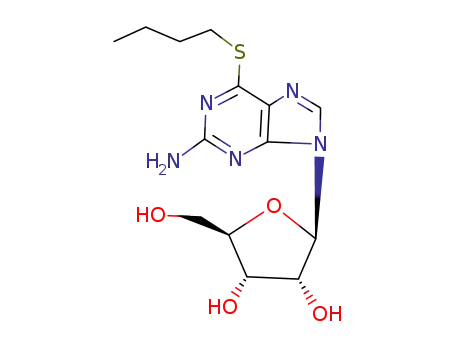 Molecular Structure of 13153-20-3 (6-(butylsulfanyl)-9-pentofuranosyl-9H-purin-2-amine)