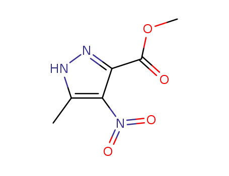 Molecular Structure of 27116-86-5 (1H-Pyrazole-3-carboxylic acid, 5-methyl-4-nitro-, methyl ester)