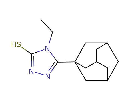 Molecular Structure of 139158-25-1 (2,4-Dihydro-4-ethyl-5-tricyclo(3.3.1.1(sup 3,7))dec-1-yl-3H-1,2,4-tria zole-3-thione)