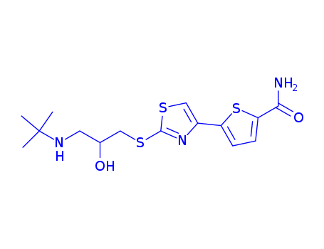2-Thiophenecarboxamide,5-[2-[[3-[(1,1-dimethylethyl)amino]-2-hydroxypropyl]thio]-4-thiazolyl]-(68377-92-4)