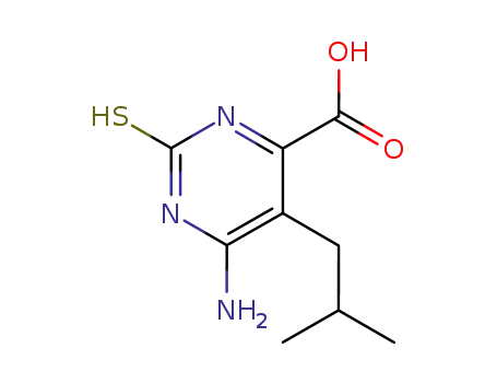 Molecular Structure of 13164-82-4 (6-amino-5-(2-methylpropyl)-2-thioxo-2,3-dihydropyrimidine-4-carboxylic acid)