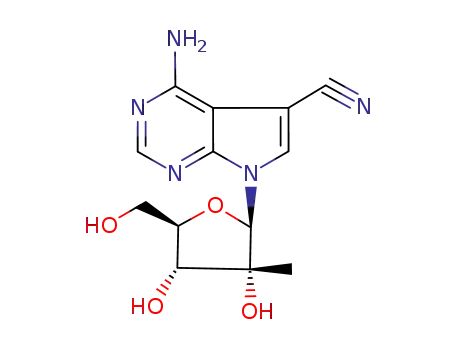 Molecular Structure of 141232-24-8 (4-Amino-7-(2-C-methyl-beta-D-ribofuranosyl)-7H-pyrrolo[2,3-d]pyrimidine-5-carbonitrile)