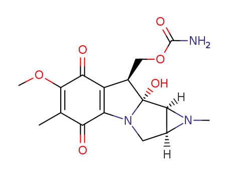 Molecular Structure of 13164-90-4 ((1aS)-1,5-Dimethyl-6-methoxy-8β-(carbamoyloxymethyl)-8aα-hydroxy-1,1aα,2,8,8a,8bα-hexahydroazirino[2',3':3,4]pyrrolo[1,2-a]indole-4,7-dione)