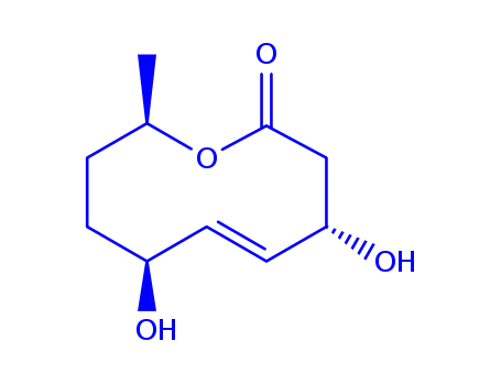Molecular Structure of 127393-87-7 (2H-Oxecin-2-one,3,4,7,8,9,10-hexahydro-4,7-dihydroxy-10-methyl-, (4S,5E,7S,10R)-)
