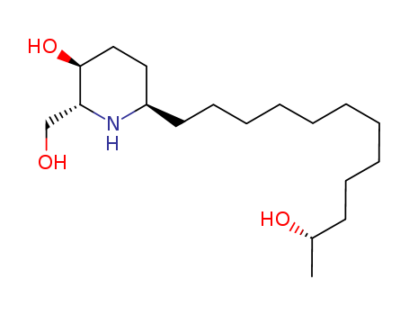 14058-38-9,6-(11-hydroxydodecyl)-2-(hydroxymethyl)piperidin-3-ol,2-Piperidineundecanol,5-hydroxy-6-(hydroxymethyl)-a-methyl-, [2R-[2a(S*),5a,6b]]-; Prosopine (8CI); (+)-Prosopine; NSC 241233;Prosopin