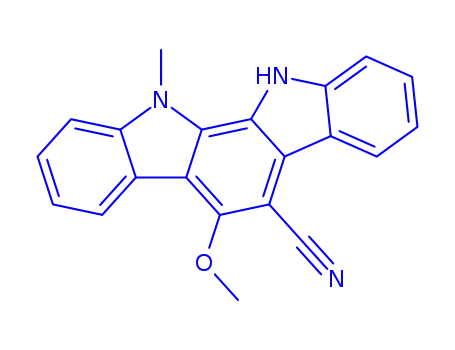 Molecular Structure of 131926-77-7 (6-cyano-5-methoxy-12-methylindolo(2,3-a)carbazole)