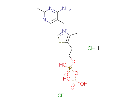 Molecular Structure of 23883-45-6 (3-[(4-amino-2-methylpyrimidin-5-yl)methyl]-5-(2-{[hydroxy(phosphonooxy)phosphoryl]oxy}ethyl)-4-methyl-1,3-thiazol-3-ium chloride hydrochloride (1:1:1))