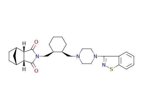 Molecular Structure of 194861-74-0 ((3aR,4R,7S,7aS)-2-{(1R,2R)-2-[4-(1,2-benzisothiazol-3-yl)piperazin-1-ylMethyl]cyclohexylMethyl}hexahydro-4,7-Methano-2H-isoindole-1,3-dione hydrochloride)