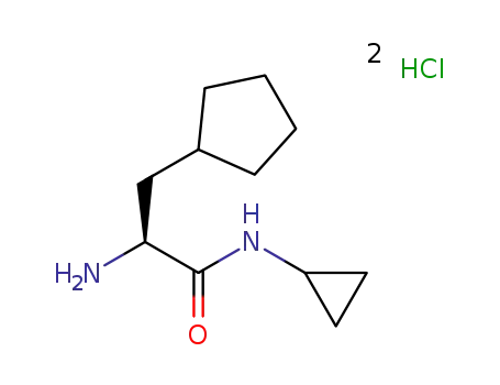 Molecular Structure of 1404457-08-4 (CyclopentanepropanaMide, α-aMino-N-cyclopropyl-, hydrochloride (1:1), (αS)-)