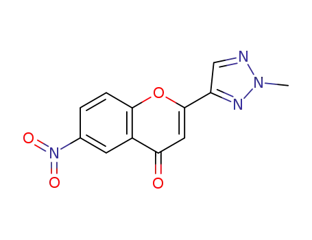 Molecular Structure of 131924-51-1 (4H-1-Benzopyran-4-one, 2-(2-methyl-1H-1,2,3-triazol-4-yl)-6-nitro-)
