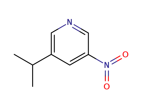 Molecular Structure of 131941-33-8 (Pyridine, 3-(1-methylethyl)-5-nitro- (9CI))