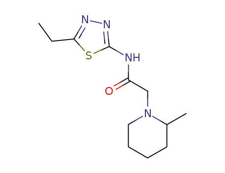 Molecular Structure of 141400-67-1 (N-(5-ethyl-1,3,4-thiadiazol-2-yl)-2-(2-methylpiperidin-1-yl)acetamide)