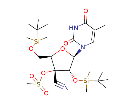141684-44-8,Uridine,3'-C-cyano-2',5'-bis-O-[(1,1-dimethylethyl)dimethylsilyl]-5-methyl-,3'-methanesulfonate (9CI),