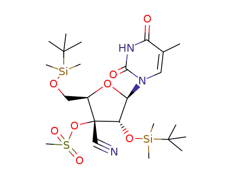 Molecular Structure of 141684-44-8 (Uridine,3'-C-cyano-2',5'-bis-O-[(1,1-dimethylethyl)dimethylsilyl]-5-methyl-,3'-methanesulfonate (9CI))