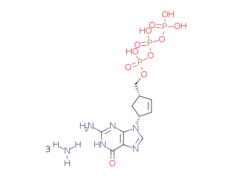 Molecular Structure of 140850-29-9 (Triphosphoric acid,P-[[4-(2-amino-1,6-dihydro-6-oxo-9H-purin-9-yl)-2-cyclopenten-1-yl]methyl]ester, monoammonium salt, (1S-cis)- (9CI))
