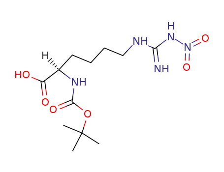 Molecular Structure of 132718-70-8 (2-(tert-butoxycarbonylamino)-6-(3-nitroguanidino)hexanoic acid)