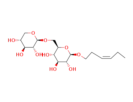 Molecular Structure of 132278-37-6 (aoba alcohol xylopyranosyl-(1-6)-glucopyranoside)