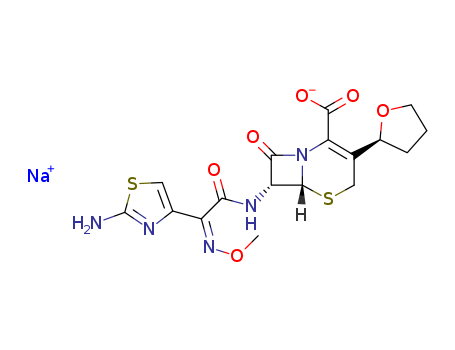5-Thia-1-azabicyclo[4.2.0]oct-2-ene-2-carboxylicacid,7-[[(2Z)-2-(2-amino-4-thiazolyl)-2-(methoxyimino)acetyl]amino]-8-oxo-3-[(2S)-tetrahydro-2-furanyl]-,sodium salt (1:1), (6R,7R)-